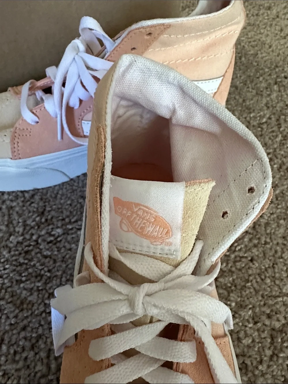 Vans Peach & White Mid-Top Platform Sneakers - Picture 2 of 3